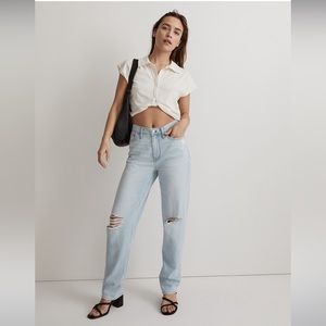 Madewell MWL Polo Twist Tee Top Cream White Very Soft Fabric Size XS